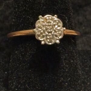 10K Elegant Silver and Gold Floral Diamond cluster promise Ring